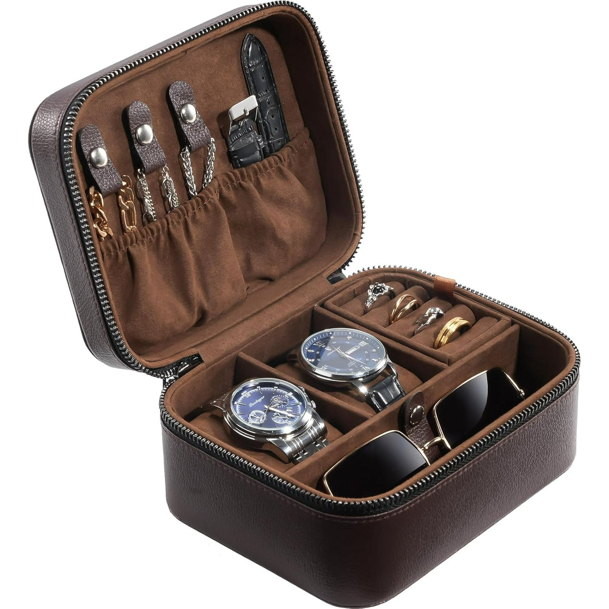 Travel Watch Case Slots PU Leather Watch Accessories Storage Case
