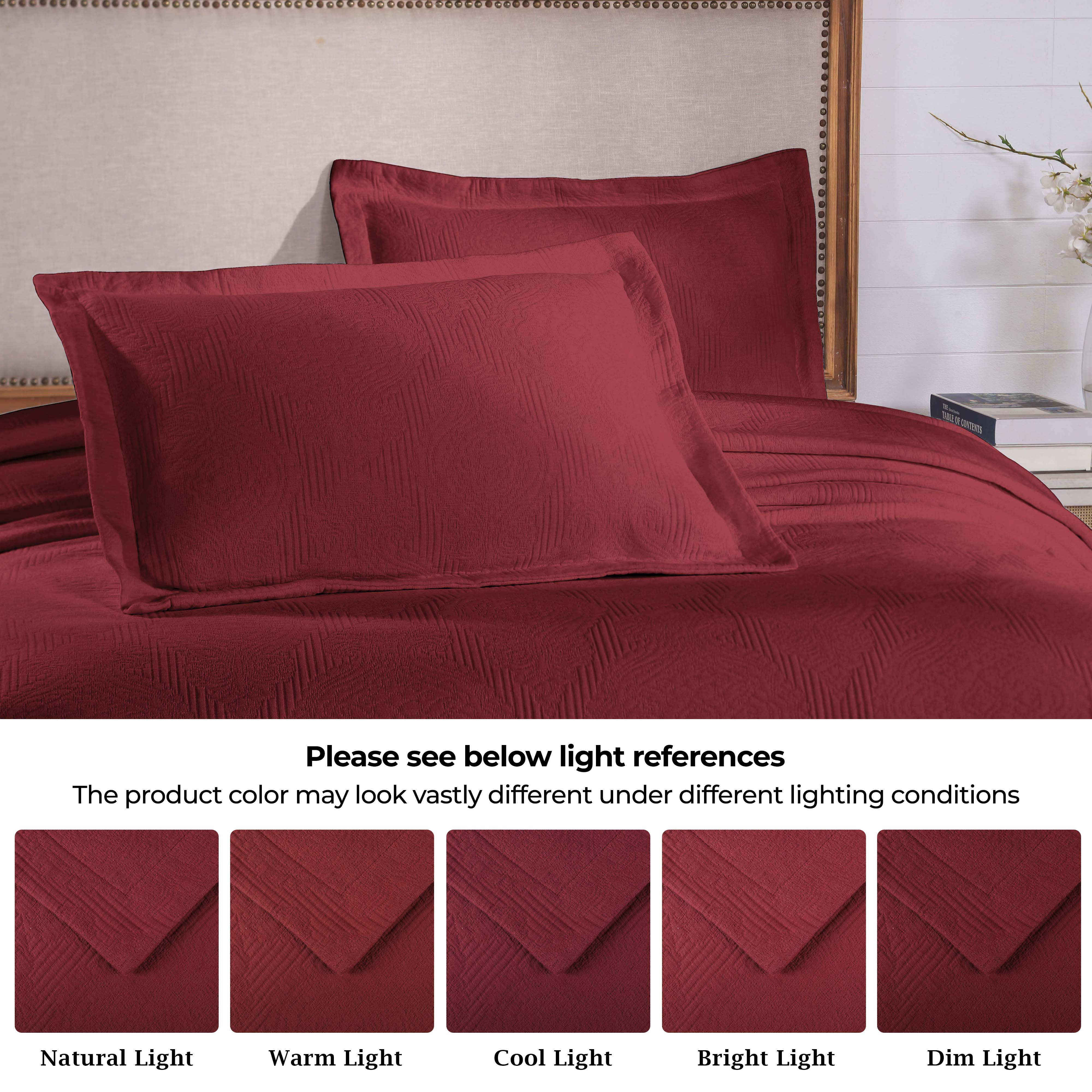 Superior 2-Piece Victory Cotton Matelasse Garnet Bedspread Set, Twin