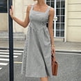 thumbnail image 2 of DHFJKG Summer Midi Dresses For Women Striped Square Neck Casual Sleeveless Swing A Line Dress Wedding Guest Dress, 2 of 9