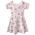 thumbnail image 4 of Yuyamidu Koala Crewneck Sundress British Strawberry Knee Length High Waistline Dress Kids Clothing Casual Outside Dress for Girls 3-4 Years Old Pink A-Line Swing Dress, 4 of 6