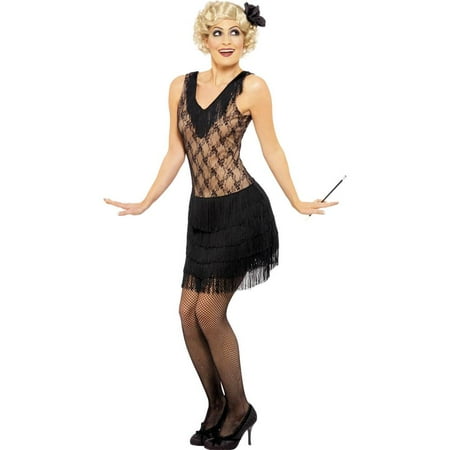 20's Jazz Black Costume Dress w/Hairpiece Adult