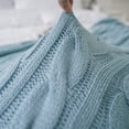 thumbnail image 2 of Battilo Pale Blue Cable Knitted Blanket,Tiffany Blue Herringbone Blanket,Housewarming Gifts,50"x60", 2 of 6