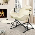 thumbnail image 4 of Ainfox Portable Hammock Camping Chairs with Footrest, Cup Holder, Headrest Cushion Pillow, Rocking, Fodable, Beige, 4 of 7