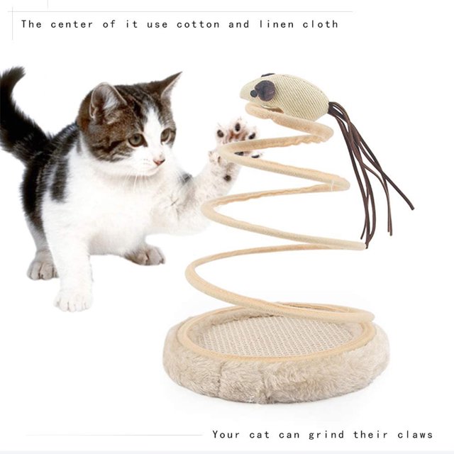 Spiral Spring Plate Cats Toys Plush Interactive Elastic Scratching Dish Ball Funny Educational Training Props Pet Supplies