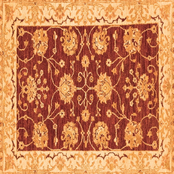 Ahgly Company Indoor Square Abstract Orange Modern Area Rugs, 4' Square