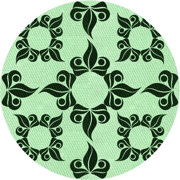 Ahgly Company Machine Washable Indoor Round Transitional Mint Green Area Rugs, 8' Round
