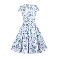thumbnail image 2 of Inkach Womens Summer Fashion Short Sleeve O Neck Vintage Print Party Swing Dress, 2 of 3