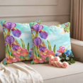 thumbnail image 2 of Spring Flowers Pillow Covers 2 Pack Vintage Watercolor Purple Pink Yellow Floral Leaf Gradient Blue Pillowcase Waterproof Outdoor Throw Pillow Cover for Patio Garden Square Cushion 20”x20”, 2 of 9