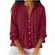 thumbnail image 1 of Tops de Manga Larga de las Mujeres de Color Sólido Casual con Detalle Del Botón Plisado, Blusa de Lino con Cuello en V para el Otoño Diario, 1 of 9