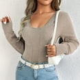 thumbnail image 6 of cfhntfmh Ribbed Tops for Women Square Neck Long Sleeve Sweater Fall Fashion Knitted Solid Color Casual Tunic Women Fall Clothes, 6 of 7