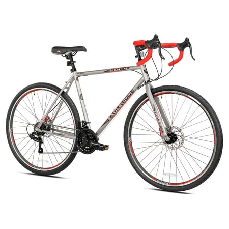 Kent Bicycles 700c Eagle Ridge Adventure Gravel Men's Large Bike, Silver, Red