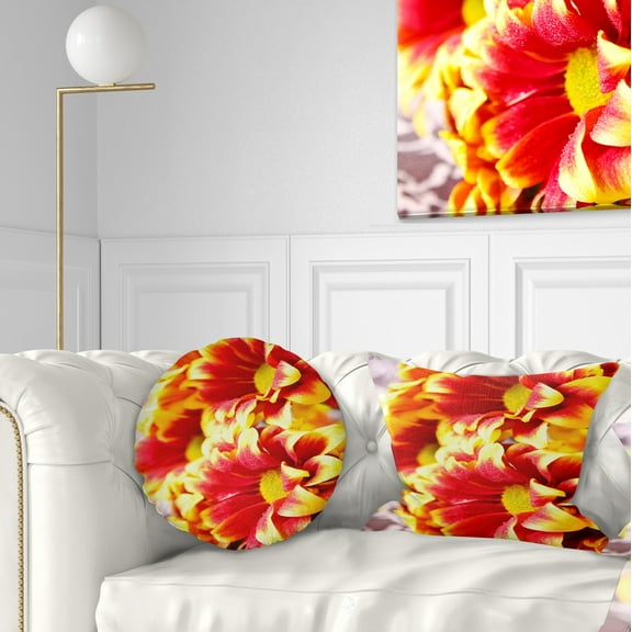 Designart Red Yellow Flower Background Photo - Floral Throw Pillow - 12x20