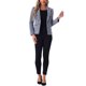 thumbnail image 2 of CHAQUETAS DE TWEED PARA MUJER INSPIRADAS CHIC, BLAZER DE TWEED A CUADROS CON SOLAPA EN V, MANGA LARGA Y ABIERTO, TAMAÑO L, AZUL Y NEGRO, 2 of 6
