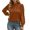 Brown, variant on Long Sleeve High Neck Solid Color Pleated Casual Shirt For Everyday Wear