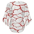 thumbnail image 6 of Red Cracks White Background Texture Women's V-Neck Blouse With 3/4 Ruffled Bell Sleeves Casual Top Ladies Blouses, 6 of 7