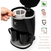 Moss & Stone Mini Drip Coffee Maker with Mug (5 oz Mugs), Small Coffee Pot With 2 Coffee Cups, Mini Coffee Maker (2 Drip & 2 Mug)