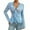 Blue, variant on OSOLU Solid Color Mesh Long Sleeve Lace Tops For Women Sexy Tie Up Front Floral Embroidery Sheer See Through Shirts Breathable Dailywear