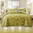 thumbnail image 4 of IR Imperial Rooms 3-Piece Velvet Bedspread Set, Floral Ultrasonic Embossed Quilt, Queen, Ochre (Pack of 2), 4 of 8