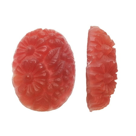 - Vintage Japanese Glass Cabochon, Oval Floral 14x19mm, 1 Piece, Cherry Red