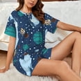 thumbnail image 6 of Kdxio Alpaca Astronaut in Space Print Pajamas Sets for Women Short-Sleeved Pjs with Lounge Shorts Two Piece Sleepwear S-4XL, 6 of 8