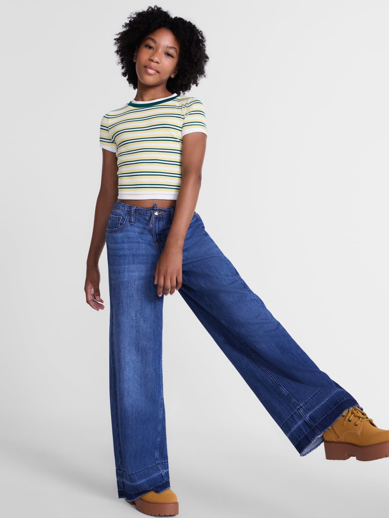 Weekend Academy Girls Tie Waist Cotton Jeans, Sizes 4-18