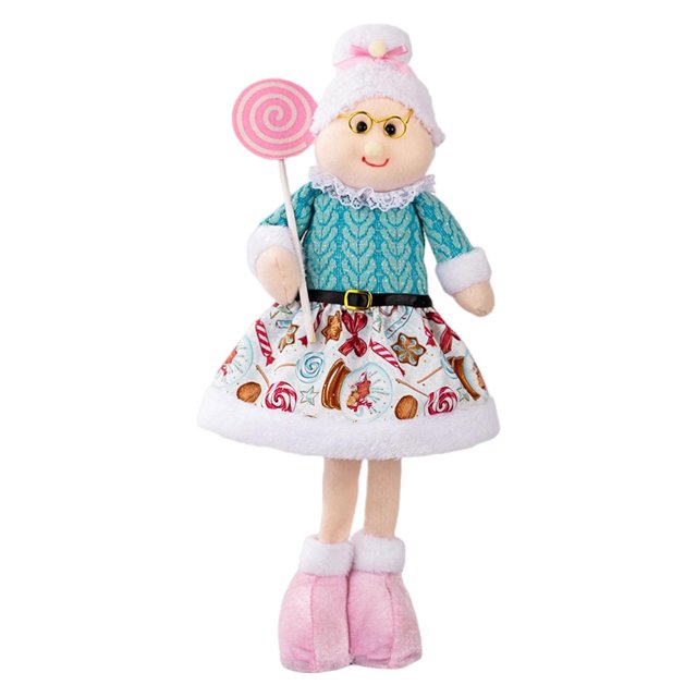Adorno navideño de muñeco de nieve, dibujo, coleccionable, muñeco de peluche, figura navideña de pie Abuela