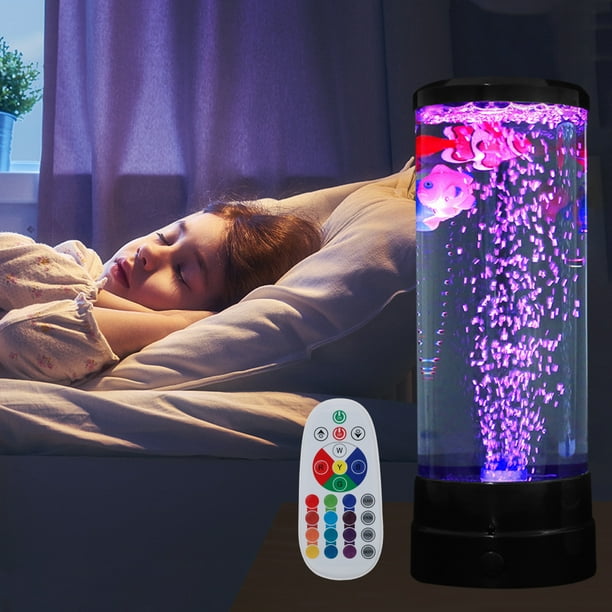 Fish Lava Lamp LED MultiColor Aquarium Light Home Office Decor
