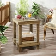 thumbnail image 3 of Tribesigns 2-Tier Square End Table Set of 2, Brown Wooden Side Table with 2 Storage Shelves, 3 of 8