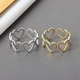 thumbnail image 4 of 4pcs Love Open Rings Female Style Simple Design Hollow Heart to Heart Gold Plated Temperament Index Finger Ring, 4 of 5