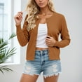 thumbnail image 2 of SGMVNU Cardigan Sweaters for Womens Crew Neck Long Sleeve Lightweight Open Front Sweater 2025 Fall Trendy Knit Tops(Brown, M), 2 of 4