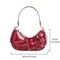 thumbnail image 5 of Shoulder Purse for Women, PU Leather Women's Handbag Aesthetic Coquette Shoulder Bag Punk Fashion Ladies Purse Shoulderbag(Winered), 5 of 6