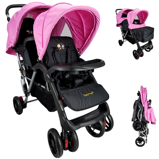 Carriola gemelar para bebé THE BABY SHOP Rosa Plegable Reclinable