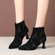 thumbnail image 3 of NECHOLOGY Botas Mujer Adulto Femenino Zapatos Botines para mujer Botas de invierno de tacón sexy de cuero de diseñador de Italia para mujer Tacón grueso (Black, 7), 3 of 7