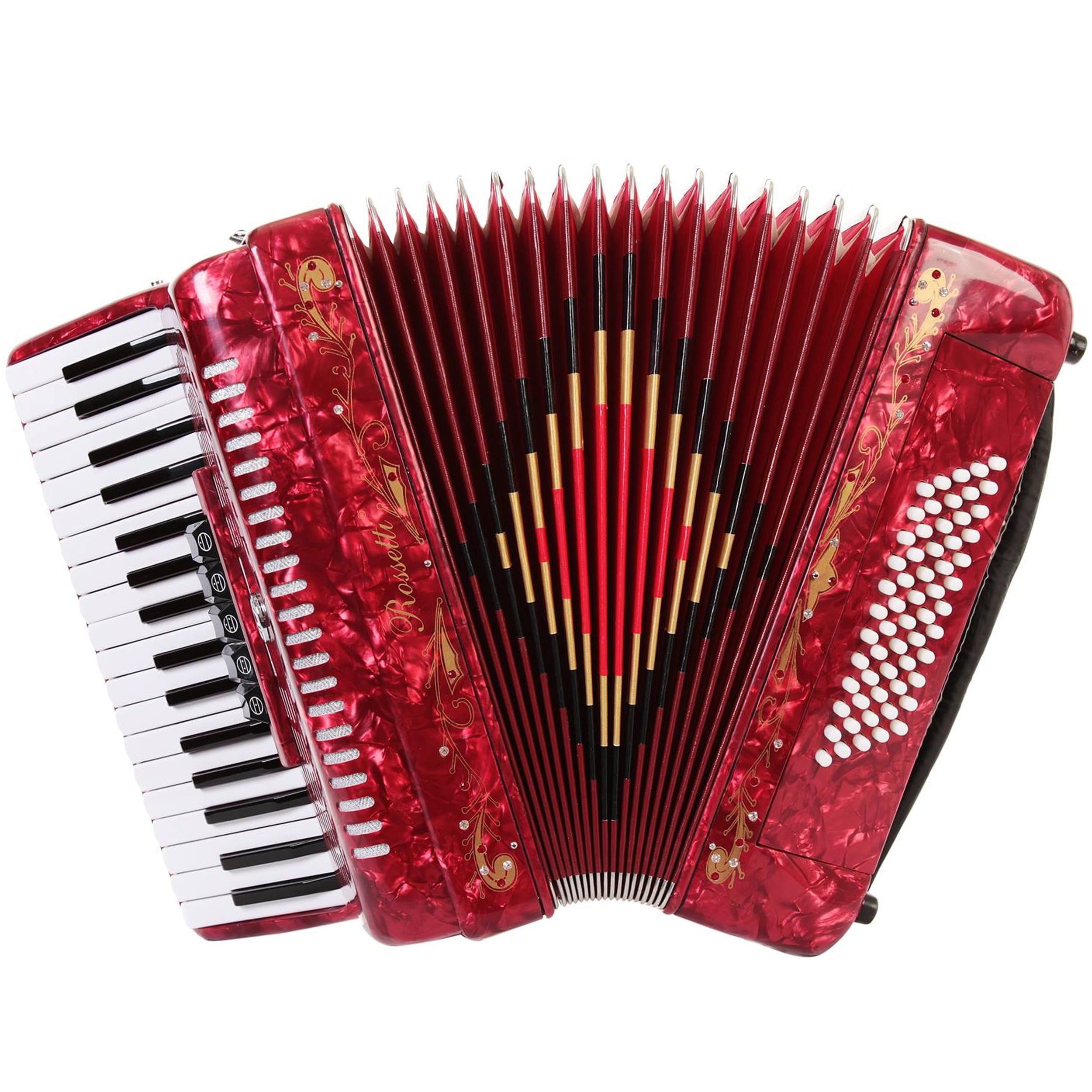 Rossetti Piano Accordion 60 Bass 34 Keys 5 Switches Red - Walmart.com