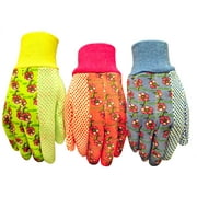 G & F 1852-3 Women Soft Jersey Garden Gloves, Women Work Gloves, 3-Pairs Green/Red/Blue per Pack