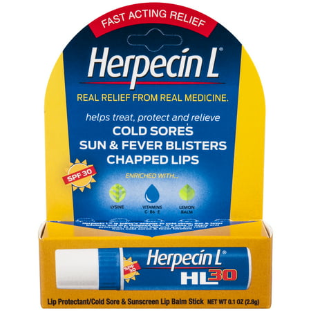 Herpecin L Lip Balm Stick 30 SPF .1 Oz tube Cold Sore Sun & Fever Blisters and Chapped Lips (Best Relief For Chapped Lips)