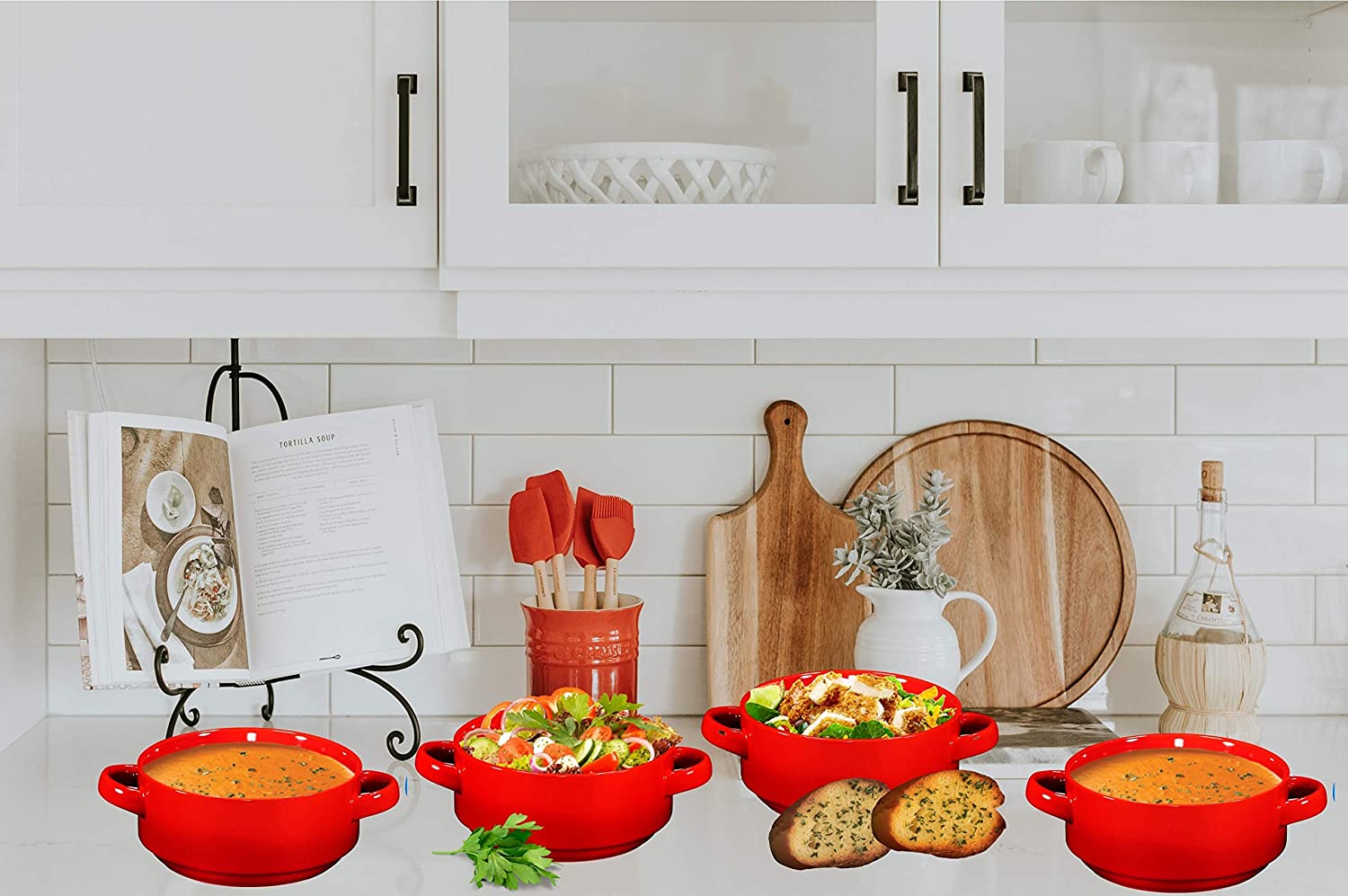 Bruntmor 19Oz Ceramic Soup Bowls With Handles Oven Safe Bowls For