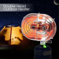thumbnail image 2 of Double Head Outdoor Heater Portable Infrared Ray Camping Heating Stove Warmer Heating Gas Stove with Foldable Canister Stand, 2 of 5