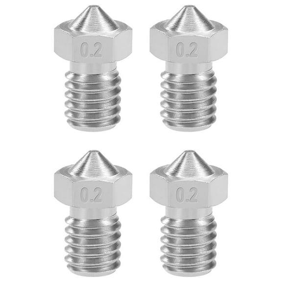 0.2mm 3D Printer Nozzle Head M6 Thread for V5 V6 1.75mm Extruder Print, Stainless Steel 4pcs