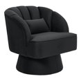 thumbnail image 2 of QinaQin Sillón barrel giratorio acolchado, tapizado suave con respaldo a rayas y giro completo, ideal para sala o recámara, 2 of 8