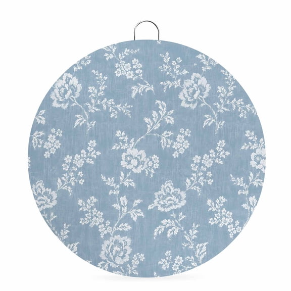 Welcome Sign for Front Door, Watercolor Floral Round Metal Wall Art Wreaths, Spring Botanical Flowers Rustic Blue Outdoor Indoor Wall Hanging Sign for Porch Decor Housewarming Gifts 7.9 Inch