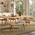 thumbnail image 3 of JERFIT Capri Dining Chair, Natural Brown Woven Seat Oak Wood Chair, Ergonomic Curved Back Solid Wood Accent Chair for Kitchen, Dining Room, Cafe, 3 of 10