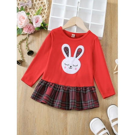 

Burgundy Toddler Girls Cartoon Embroidery Tartan Ruffle Hem Sweatshirt Cute 110 S040E