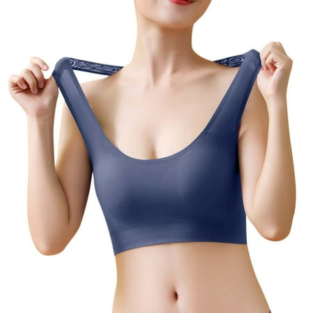 

Bras for Wome Beauty Big Chest Show Small Thin Seamless Gather Vest Wireless Bra for Women Blue M