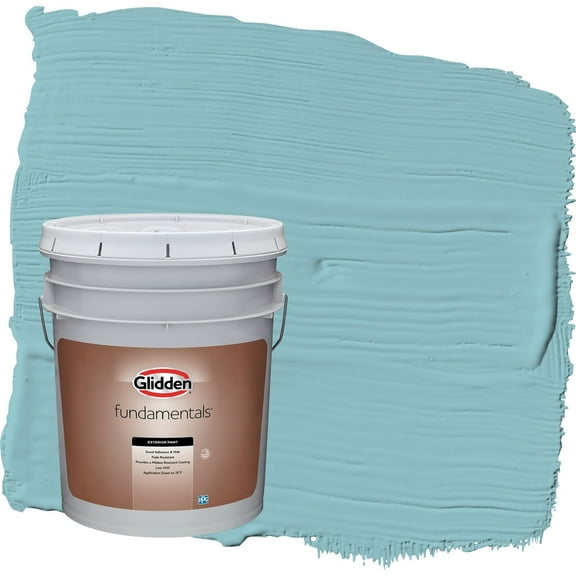 Glidden Fundamentals Kingston Aqua / Blue Flat Exterior Paint, 5 Gallon
