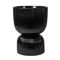 Mainstays 10”D x 13.5”H Round Ceramic Fulted Planter, Black