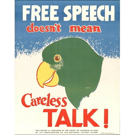 free speech doesnt mean careless talk paper poster 14 quot x 20 quot Walmart free speech doesnt mean careless talk paper poster 14 quot x 20 quot Walmart