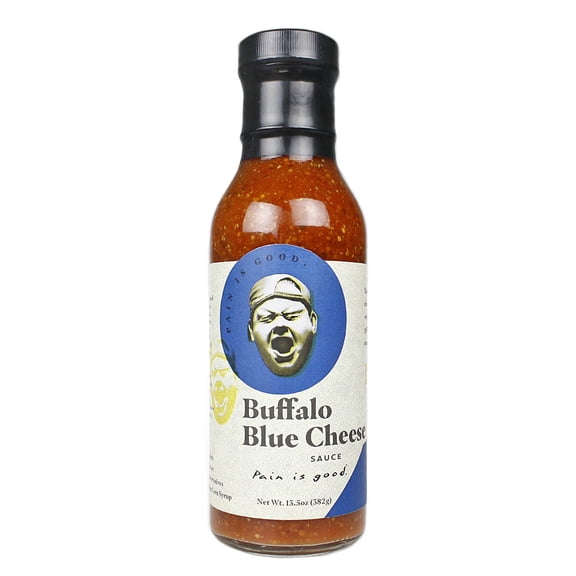 Pain is Good - Buffalo Blue Cheese Screaming Wing Sauce - 13.5oz Bottle - Made in USA - All Natural Ingredients, Non-GMO, Gluten-Free, Sugar-Free, Vegetarian, Keto