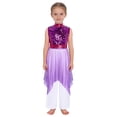 thumbnail image 3 of SiiRoh Girls Liturgical Praise Dance Dress Set Sequin Gradient Color Worship Tunic  And Palazzo Pants Lyrical Dancewear Purple 16, 3 of 5
