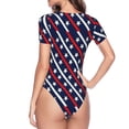 thumbnail image 4 of Daiia Patriotic Star print Women's Crew Neck Short Sleeve Bodysuit Fashion Tops Fit Casual Basic Extender Bodysuit-Large, 4 of 9